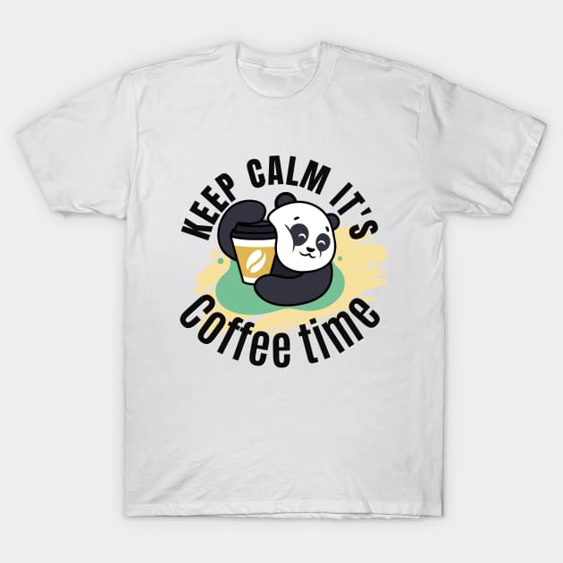 Panda Hugging Coffee. It is Coffee Time T-Shirt by Praizes